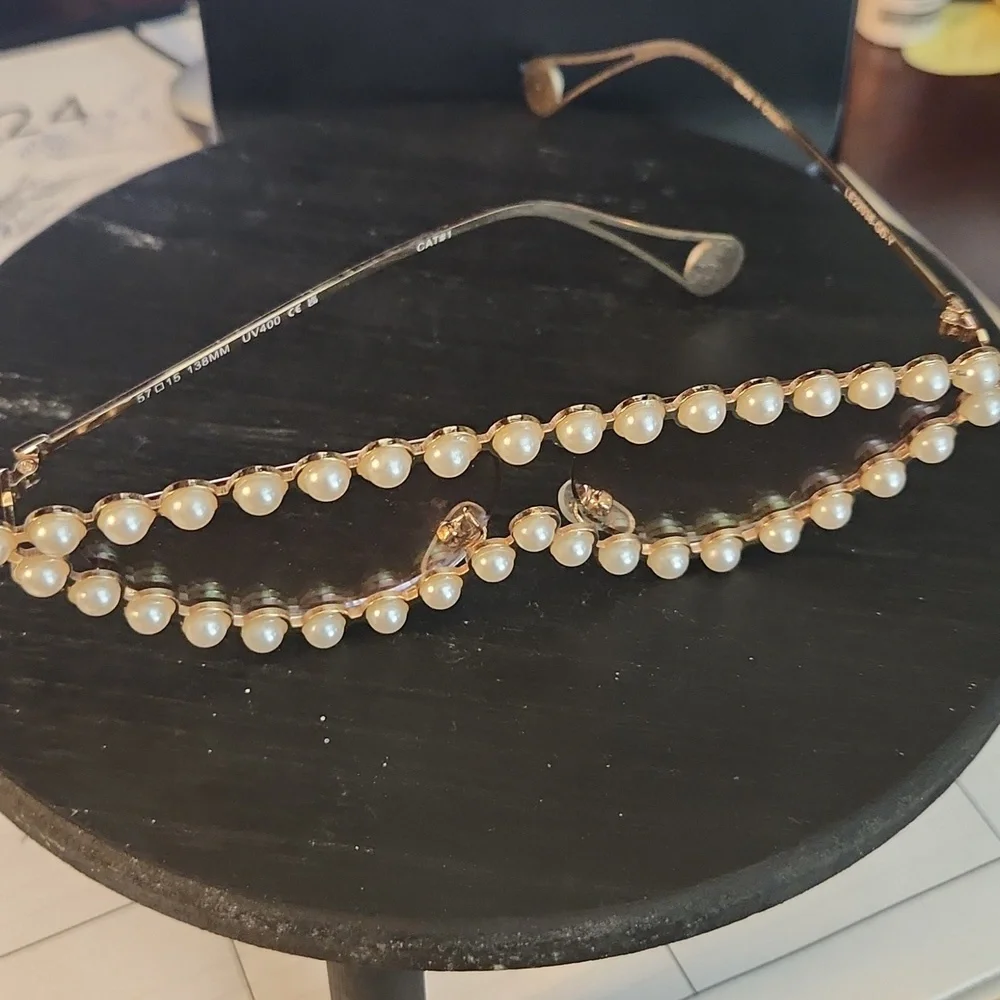 Pearl cat eye sunglasses, women's trendy, but super cute!!! UV400 - Picture 5 of 8